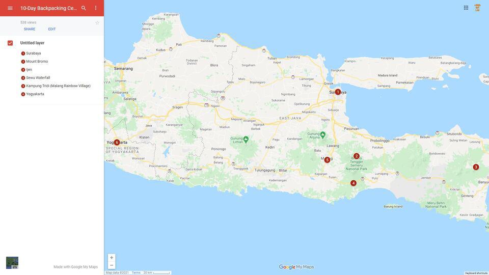 Java Itinerary Map