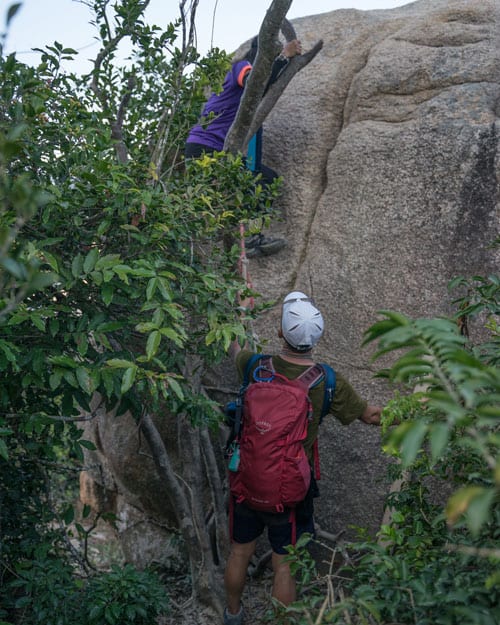 Climbing Up Rhinos Rock