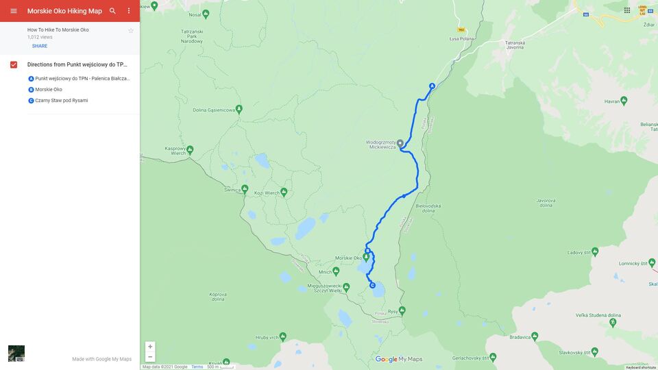 Morskie Oko Hiking Map