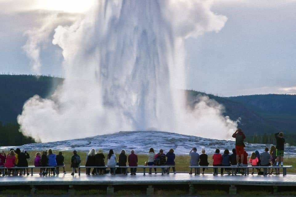 Crowds At Old Faithful