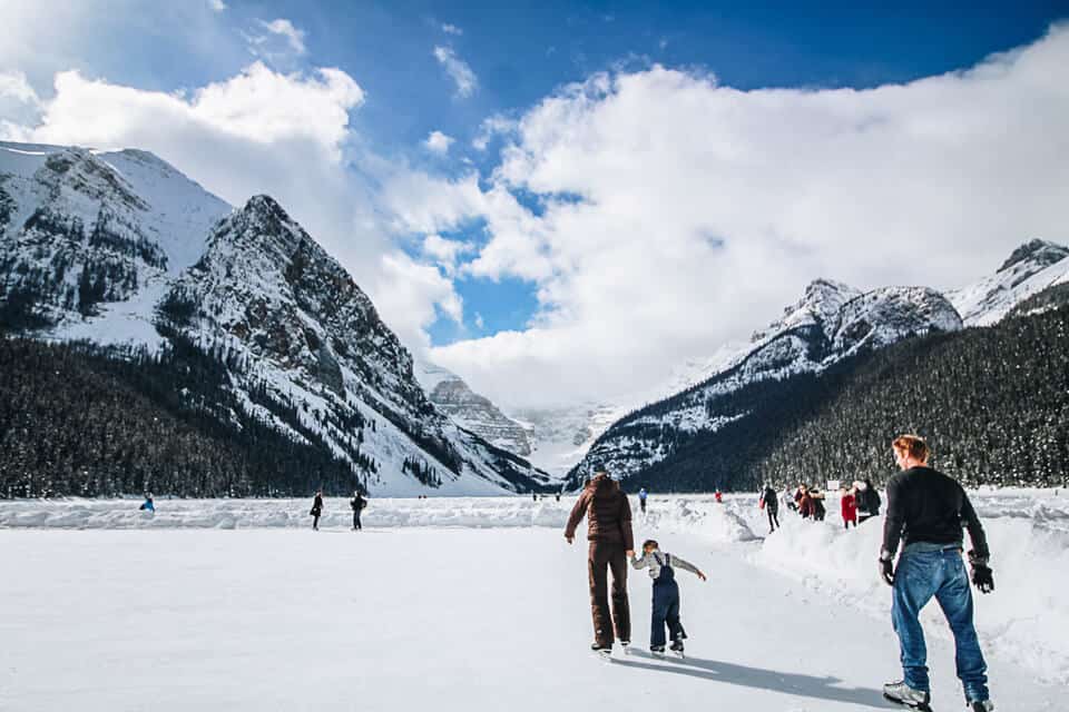 Ice skating at Lake Louise