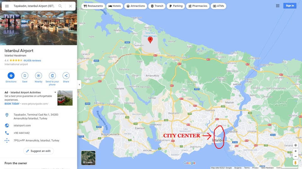How much does it cost from Istanbul Airport to city center?
