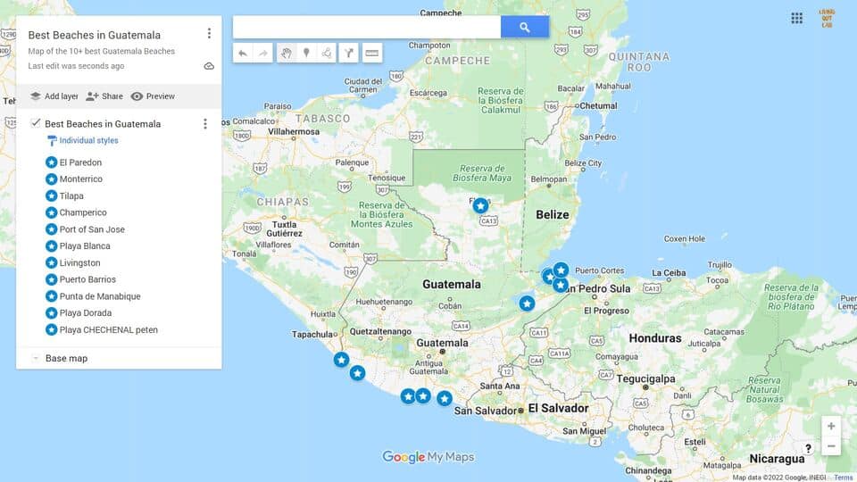 Best Beaches in Guatemala Map